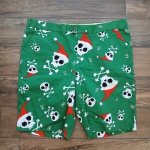 Loudmouth Green Santa Skull Shorts